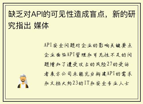 缺乏对API的可见性造成盲点，新的研究指出 媒体